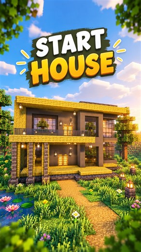 Modern starter house in minecraft #minecraft #minecraftbuilding #minecrafthouse
