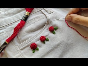 Beautiful Embroidery on jeans pocket || how to embroider jeans