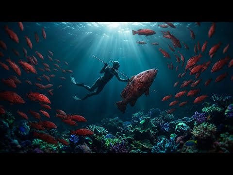 Spear fishing for red grouper at night: and rare marine life