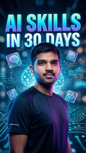Sai Santosh Kumar on Instagram: "Learn AI for FREE in just 30 minutes a day 🤯 Daily lessons → 30-day full AI path → no cost. Comment “100” for the link. #ssktechy #AICourse #LearnAI"