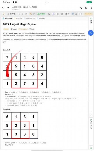 LeetCode Daily Challenge 1895 | Largest Magic Square in Grid | C++ Solution | Interview Question