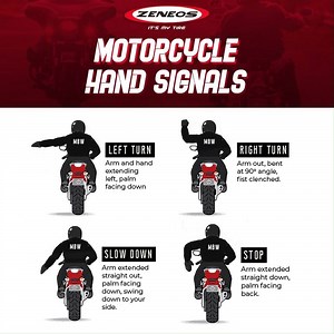 It's always important to be reminded of the useful and proper ways whenever you're off- the road. Here are the basic hand signals you need to know before going on a ride. Have a safe ride to everyone! | Zeneos Philippines