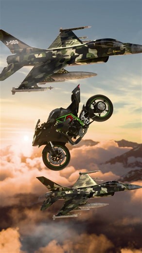 "Finally jumping into this trend✈️🏎️Bike use awasaki ninja🏍️"..... #shorts #cgianimation