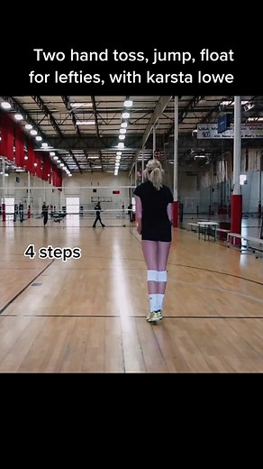 two hand jump float serving. This time for lefties with USA national team member karsta lowe @Karsta Lowe #jumpserve #tutorial #volleyball #volleyballworld