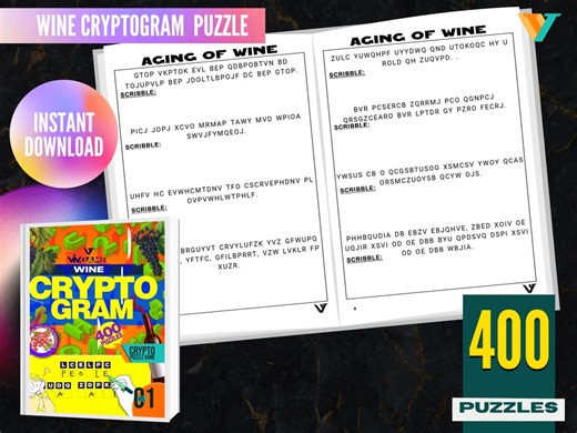 400 Cryptogram Puzzles on Wine, Liquors, and Alcohol, Instant Download, Historical Brain-teasers, Mind-twister Adult Puzzles PDF - Etsy