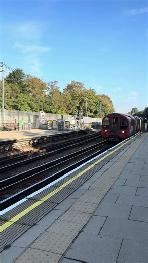 1992 stock Central line train arriving at Newbury Park Station