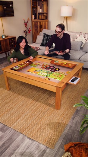 Meet your new favorite place to gather and game.🎲 Build your coffee height Modular Gaming Table now on our website, link in bio🔗 Save up to $2000 on your Black Walnut Bundle & Save, only for this month! #gamingtable #boardgame #coffeetable #tabletopgaming #ttrpg