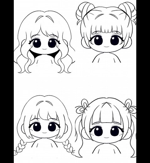 Tui học vẽ tóc nữ của chibi ✍️✍️ #chibi #cute #illustration #digitalart #procreate