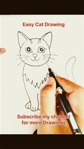 How to Draw a Cat | Step by Step line art #shorts #youtubeshorts #drawing #catdrawing #art