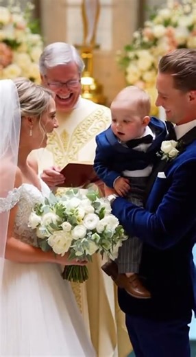 👰🤵👶✨ The baby steals the wedding spotlight with a perfectly timed “No!”#cute #shortviral #baby