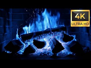 Luminous Blue Flames in 4K | Futuristic Neon Fireplace Ambience