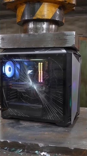 Gaming PC vs 1000 Ton Hydraulic Press! 💻💥 #shorts #experiment #hydraulicpress #shortvideo