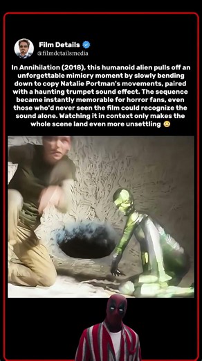 In Annihilation (2018), this humanoid alien pulls off an unforgettable mimicry moment