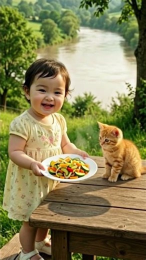 2 Years Baby Cooking | Cute Baby Chef with Cat | Village Cooking Short Video