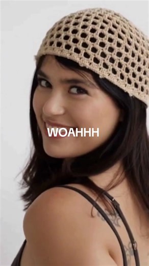 Who needs fast fashion? This is your sign to make your mesh hat yourself! 📲 Pattern available on Hooked App #crochet #trend #fashion