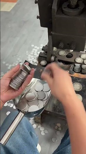 Coin minting machine in action! 🪙 #CoinFactory #MintingMachine #MetalProcessing