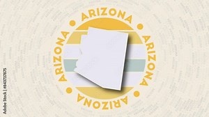 Arizona logo intro. Badge with the circular name and map of the US state. Attractive Arizona round logo animation.