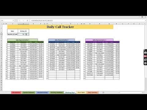 Daily Call Tracker Excel Presentation Acct 595