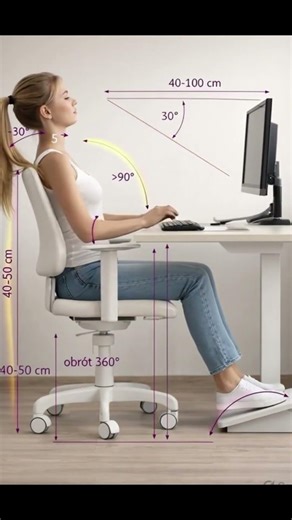 Correct computer sitting posture and monitor height guide