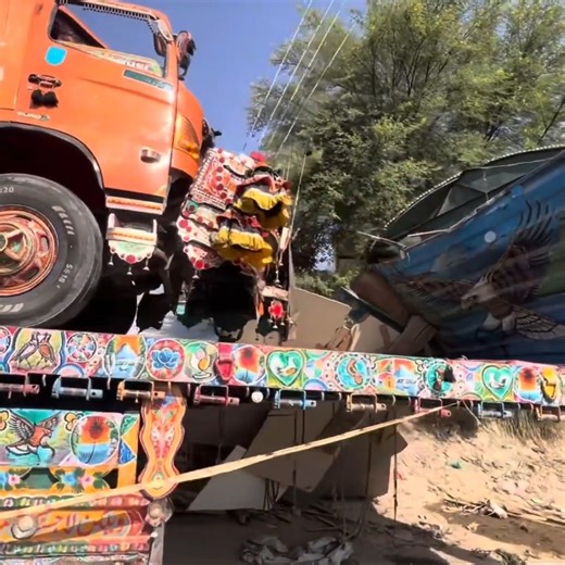 10K views · 89 reactions | Pakistani By Wheeler Overloaded Truck Flipped on Road | Heavy Load Accident, All Cargo Scattered | Machine & Technology | Facebook