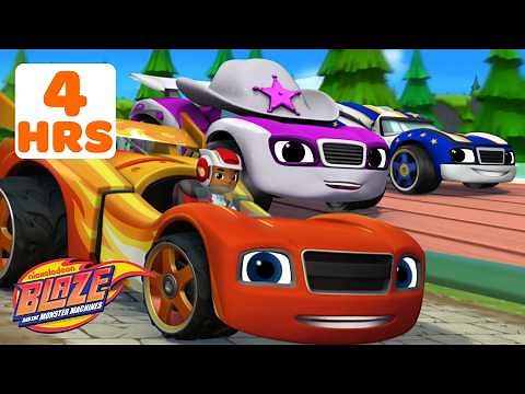 Blaze's Monster Machine Adventures as RACE CARS! 🏎️💨 | 4 Hours | Blaze and the Monster Machines