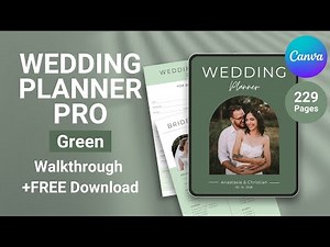 Wedding Planner Green Editable Canva Template Walkthrough Printables Custom Digital Free Download