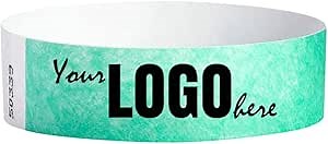 WristCo Aqua Custom Imprint Wristbands - 3,000 Count Tyvek ¾” x 10”- Add Any Text Logo and Image & Receive Printed Wrist Band Bracelets for Events Concert Party Festival Security Admission VIP