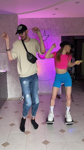 Hoverboard Fun: Balancing Tricks in Neon Light