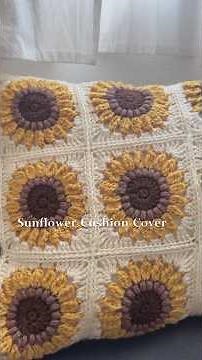 【Sunflower Cushion Cover】ひまわりのモチーフでクッションカバーを編みました 🌻～編み方動画～#ひまわりのモチーフ#かぎ編み#クッションカバー#ひまわり#Crochet #毛糸