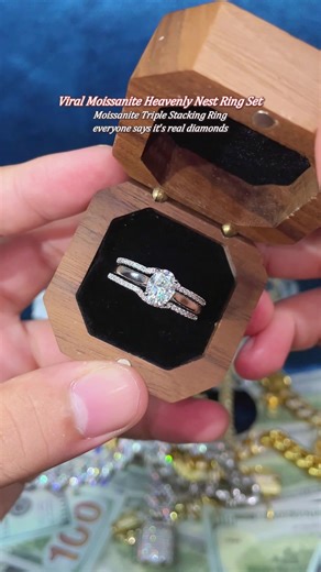 Moissanite Triple Stacking Ring everyone says it's real diamonds#moissanite #delzzad #jewellery #ring #moissanitering