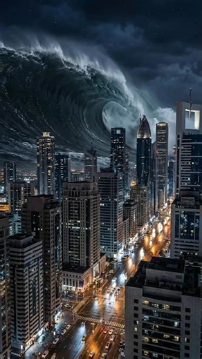 A humongous wall of water burst through the town today. It came out of nowhere — higher than the buildings, tearing through the streets like it was alive. Windows shattered, roads disappeared, spray filled the air. For a moment it looked like the whole place was swallowed. Of course… none of this was real. Just an insane visual I made — but it still gives you chills. ⚠️ Made with AI – not real footage or real events ⸻ Tags: #tsunami #wave #water #city #aiart #aivideo #madeup #notreal #visual #st
