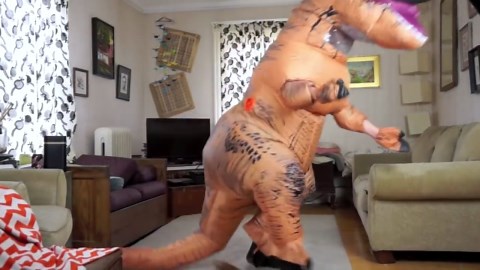 T-Rex Befriends Dog: Funny Dog Maymo
