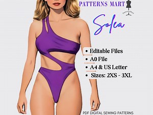 Swimsuit Sewing Pattern: One-shoulder Bodysuit (PDF Download) - Etsy