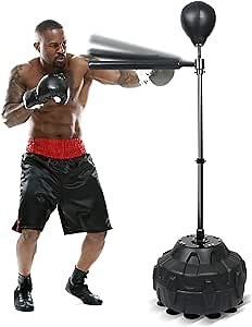 Boxing Speed Trainer Punching Bag Spinning Bar, Training Boxing Ball with Reflex Bar Free Standing, 45-80in Adjustable Height, for Adult&Kid, with Two Ball