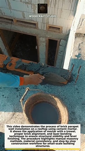 Rooftop Parapet Brick Installation Process #Construction #Masonry #Builder