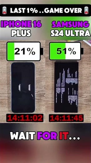 🪫😳 iPHONE 16 PLUS vs SAMSUNG S24 ULTRA BATTERY TEST!! 😳🪫