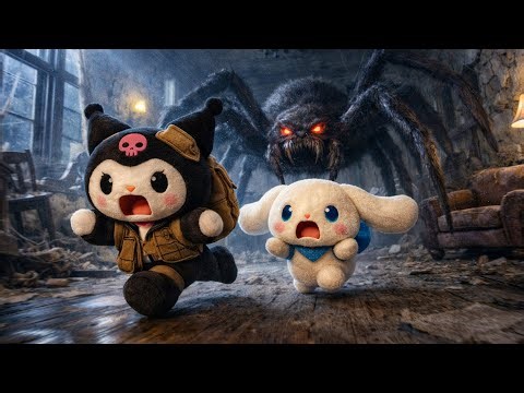 😱 Mystery of the Abandoned House_ Kuromi & Cinnamoroll Face a Giant Spider Monster
