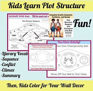 Plot Graphic Organizer, Writing, Literary Vocab & Coloring for Amigo Brothers