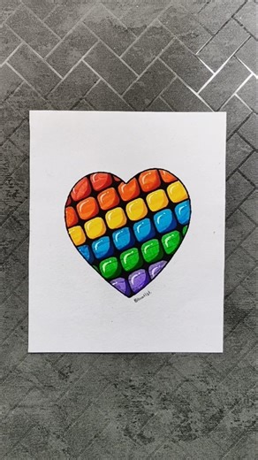 heart Colourful new drawing with marker!✨🤩 #shorts #art #heart #satisfying
