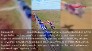 Italian pilot makes history by landing a plane on a moving train