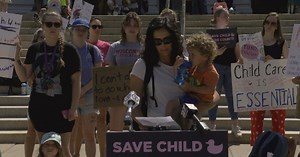 Parents, providers hold rally for Child Care Counts funding