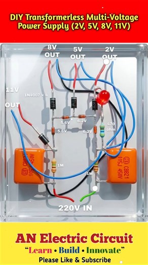 DIY Transformerless Multivoltage Power Supply (2V,5V,8V,11V) | #trending #shortsfeed #shorts #viral
