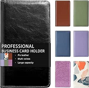 Leather Professional Business Card Holder Organizer Book - 300 Card Capacity Premium PU Folder with Soft Cover, Name Card Credit Cards Binder for Men/Women, Elegant Black
