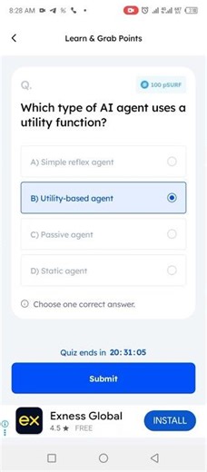 Which type of AI agent uses a utility function?