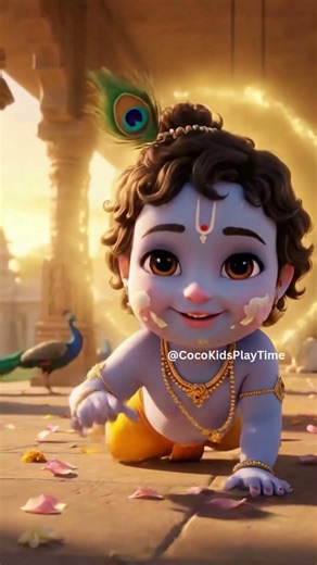 घुंघराले बाल नाचे पवन के ताल पर 🙏 | Baby Krishna Song | Kids Bhajan | #shorts