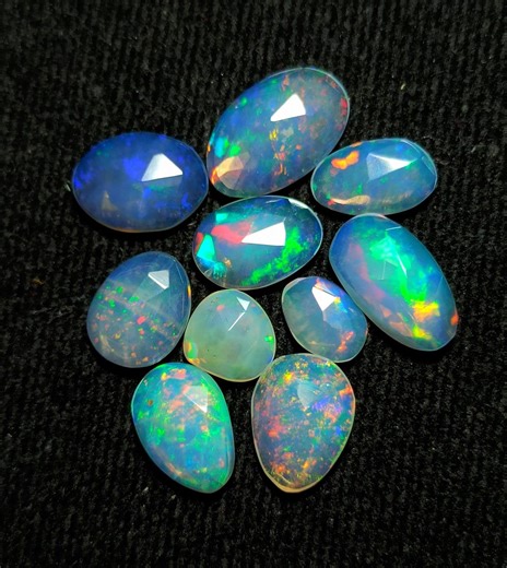 Ethiopian Welo Opal Lot: AAAA Rose Cut Gemstones for Jewelry (8.65 Carats, 10 Pieces)