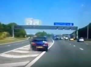 Shocking footage shows speeding driver losing control