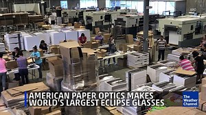 87K views · 159 reactions | What’s bigger than the Great American Eclipse? The glasses one company created to view it! Hear about the world’s largest eclipse glasses, from the president of the company that made them. | The Weather Channel | Facebook