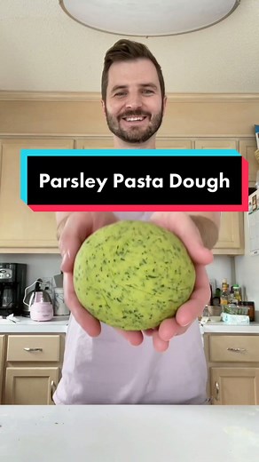 Messy Parsley Pasta Dough Cooking TikTok Video