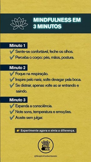 3 minutos: O Necessário para você começar Mindfulness #mindfulness #atençãoplena #respiração